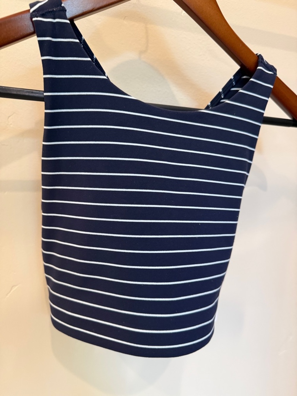 NWT Athleta Navy & White Striped Sleeveless Sports Bra